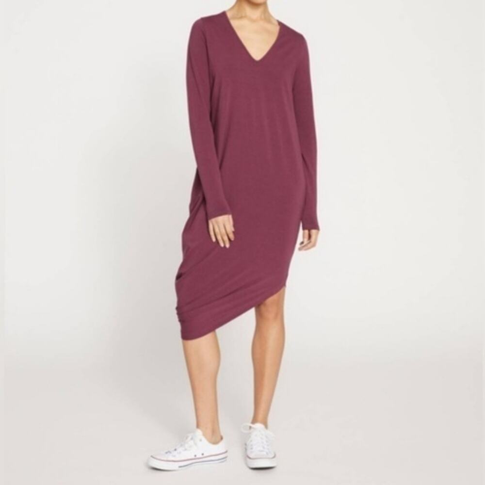 Universal Standard Long Sleeve V-Neck Geneva Dress Beet Red 2XS (6-8)